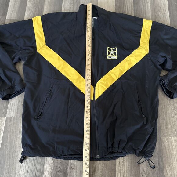 Vintage 90’s US Army Zip Up Windbreaker Track Jacket Black/yellow Large Long - Picture 3 of 7